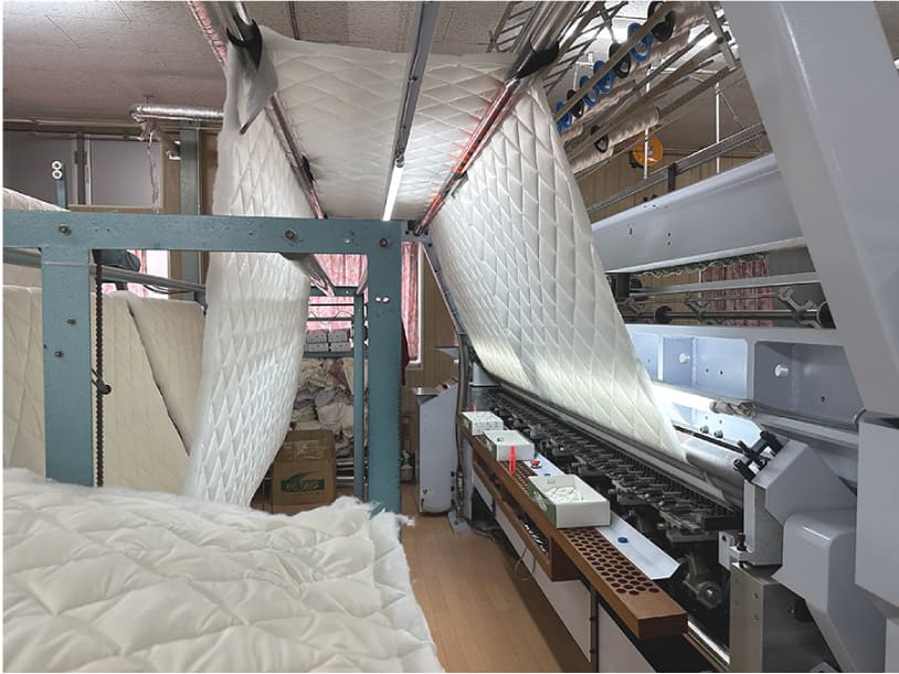 多針キルトマシーンでの作業工程