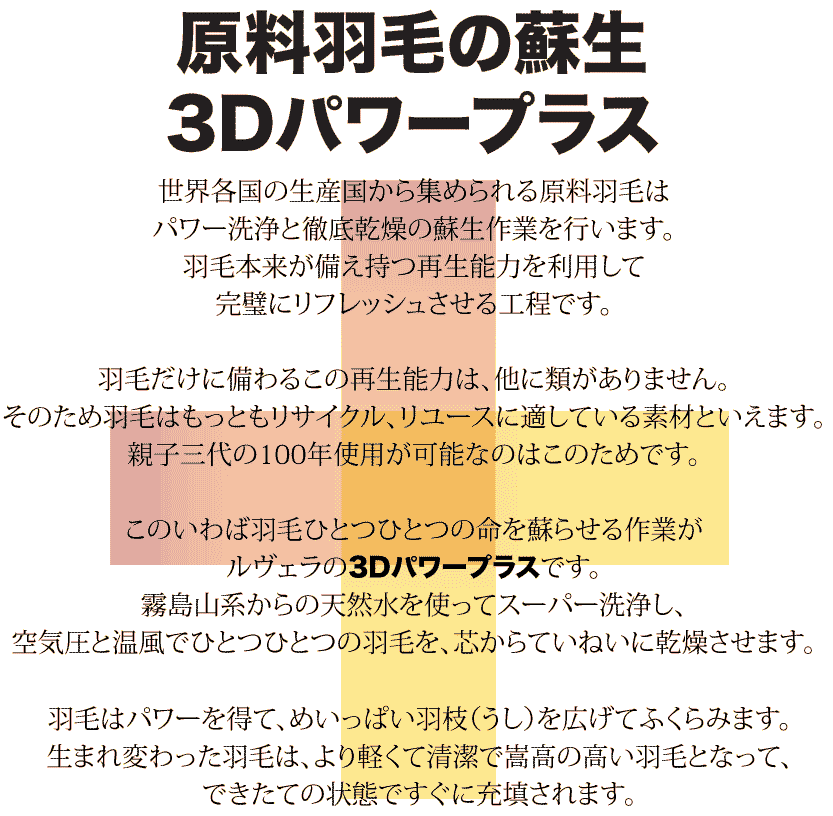 原料羽毛の蘇生3Dパワープラス